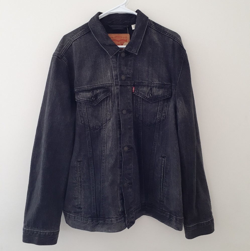 Levis Trucker Jacket Size Large Faded Black